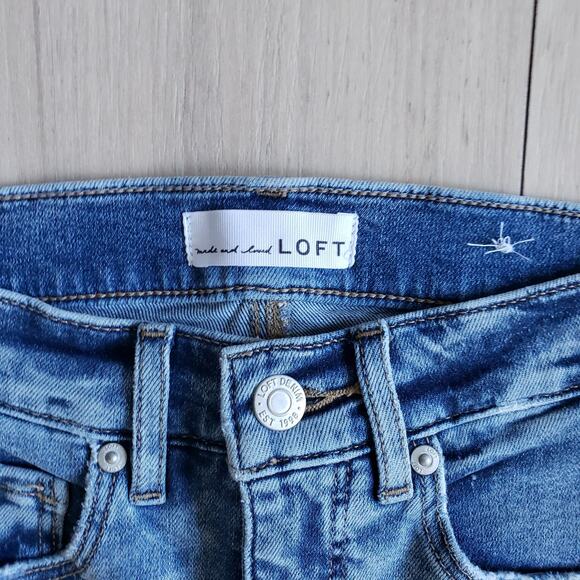 LOFT Jeans Womens 24x27 Modern Straight Leg Mid-Rise Medium Raw Frayed Hem Denim - Picture 3 of 10